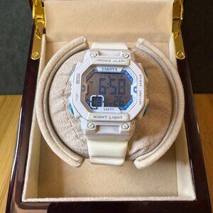 Dakota Large Digital Multifunction Sport Watch White/Baby Blue, 40mm